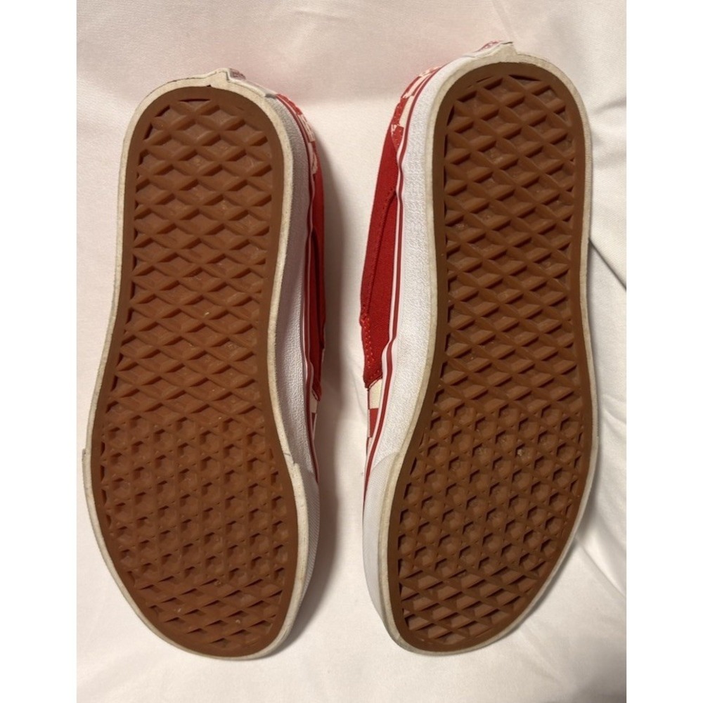Vans Shoes Womens 6 Classic Slip On Skateboarding Checker Sneakers Red White - Picture 3 of 9